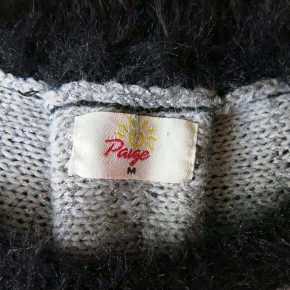 Paige Women's Sweater Black Grey Silver Sparkle Cotton Eyelash Blend Size M - Picture 7 of 8